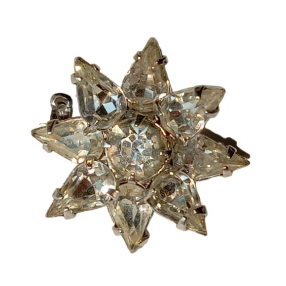 Vintage Snowflake Style Rhinestone Pin, Brooch - Picture 2 of 12
